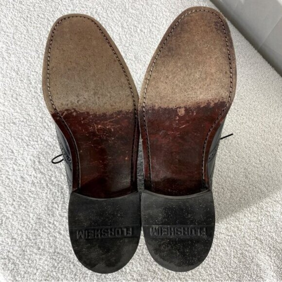 Vintage Florsheim Black Leather Lexington Wingtip Oxford Lace Up Dress Shoes 7D - Picture 7 of 14